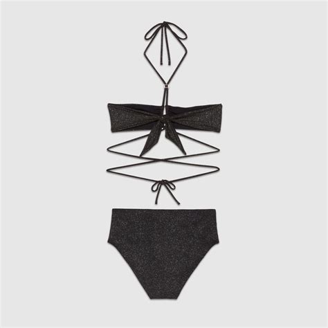 Sparkling jersey bikini set in black 